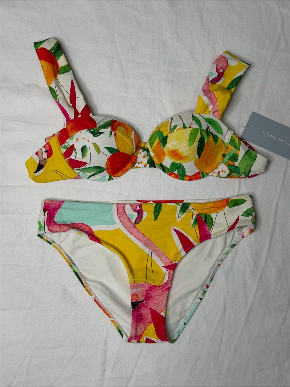 NWT Antonio Melani Fruity Tropical Swimsuit Two Piece Bikini Size Small